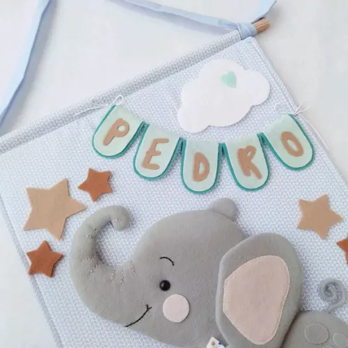 Flâmula Maternidade Elefante e as Estrelas - Pedro