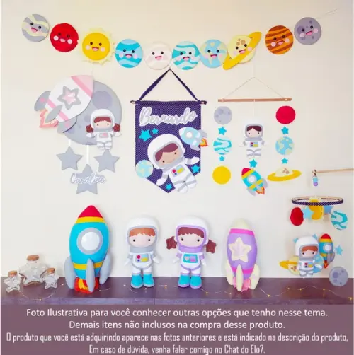Flâmula Porta de Maternidade Astronauta no Espaço - Fiorella
