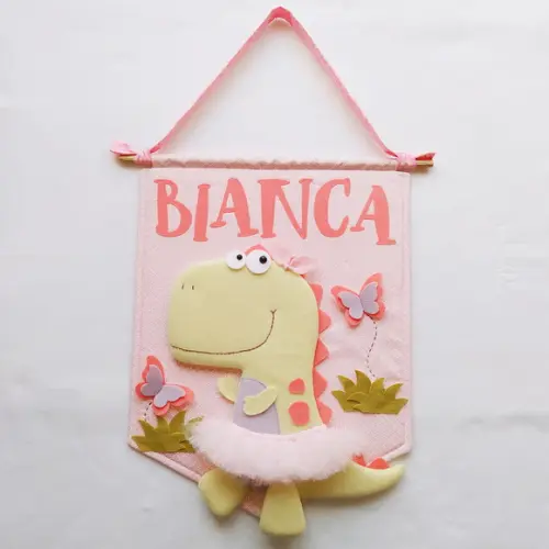 Flâmula Porta de Maternidade Dino Menina - Bianca