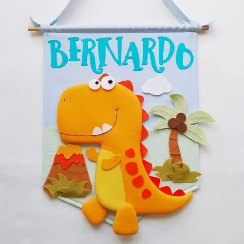 Flâmula Porta de Maternidade Dinossauro - Bernardo
