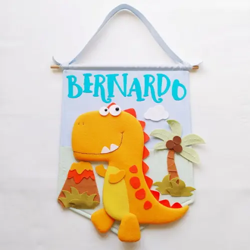Flâmula Porta de Maternidade Dinossauro - Bernardo