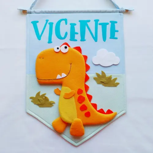 Flâmula Porta de Maternidade Dinossauro - Vicente