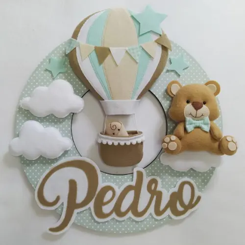 Guirlanda Maternidade Balão, Nuvens e Ursinho - Pedro