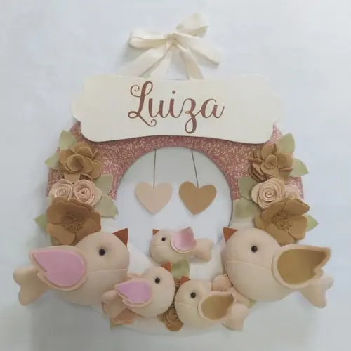 Guirlanda Maternidade Passarinhos com 3 Filhotes - Luiza