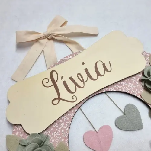 Guirlanda Maternidade Passarinhos Cinza e Rosa - Livia