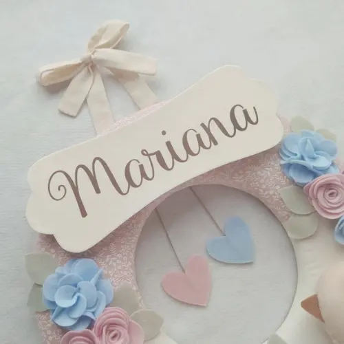 Guirlanda Passarinhos de Feltro Azul e Rosa - Mariana