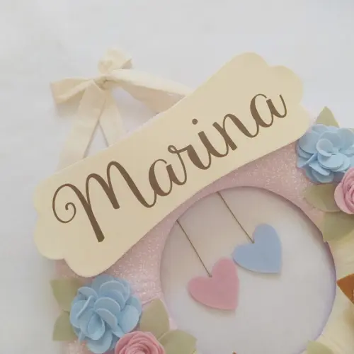 Guirlanda Passarinhos de Feltro Azul e Rosa - Marina