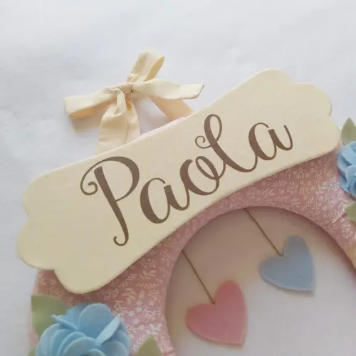 Guirlanda Passarinhos de Feltro Azul e Rosa - Paola