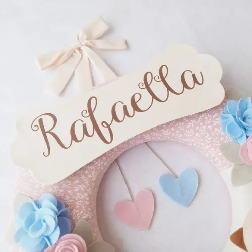 Guirlanda Passarinhos de Feltro Azul e Rosa - Rafaella