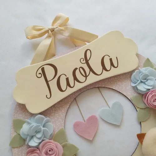 Guirlanda Passarinhos de Feltro Azul e Rosa - Paola