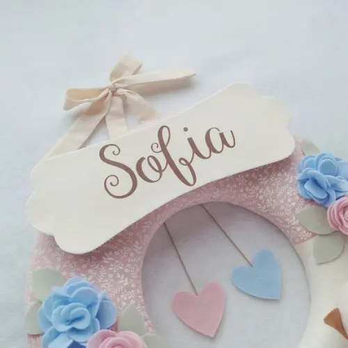 Guirlanda Passarinhos de Feltro Azul e Rosa - Sofia