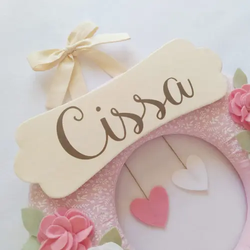 Guirlanda Passarinhos de Feltro Branco e Rosa - Cissa