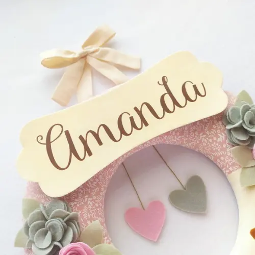 Guirlanda Passarinhos de Feltro Cinza e Rosa - Amanda