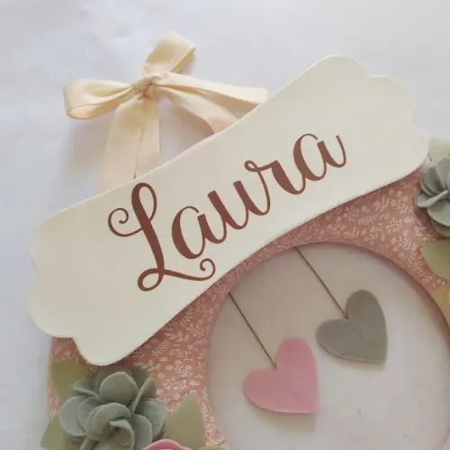 Guirlanda Passarinhos de Feltro Cinza e Rosa - Laura