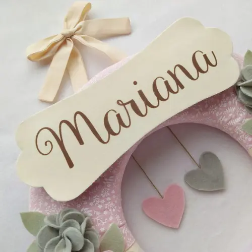 Guirlanda Passarinhos de Feltro Cinza e Rosa - Mariana
