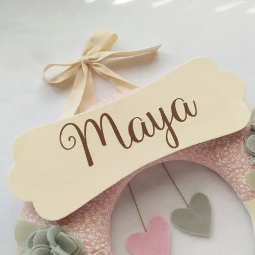 Guirlanda Passarinhos de Feltro Cinza e Rosa - Maya