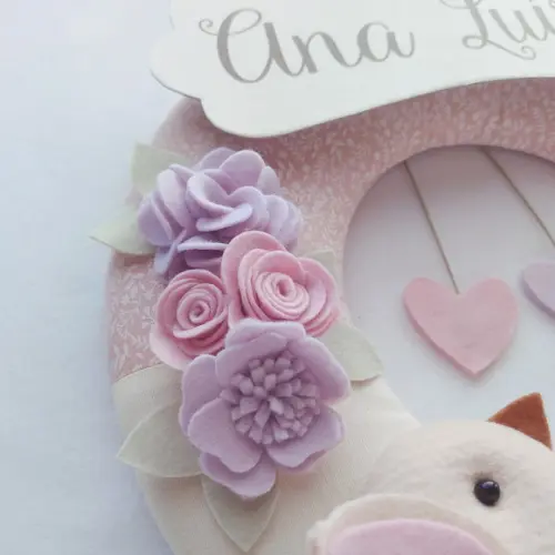 Guirlanda Passarinhos de Feltro Lilás e Rosa - Ana Luísa
