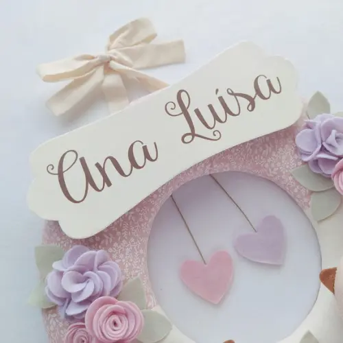 Guirlanda Passarinhos de Feltro Lilás e Rosa - Ana Luísa