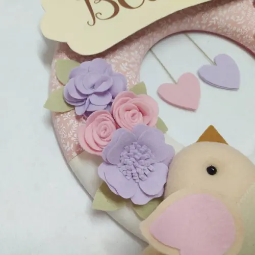 Guirlanda Passarinhos de Feltro Lilás e Rosa - Beatriz