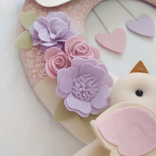 Guirlanda Passarinhos de Feltro Lilás e Rosa - Antonella