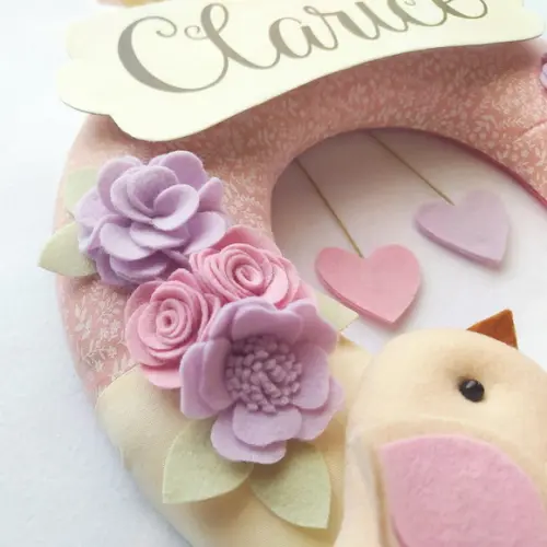 Guirlanda Passarinhos de Feltro Lilás e Rosa - Clarice