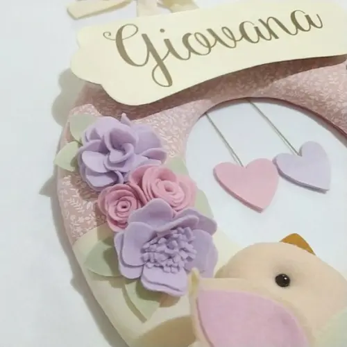 Guirlanda Passarinhos de Feltro Lilás e Rosa - Giovana