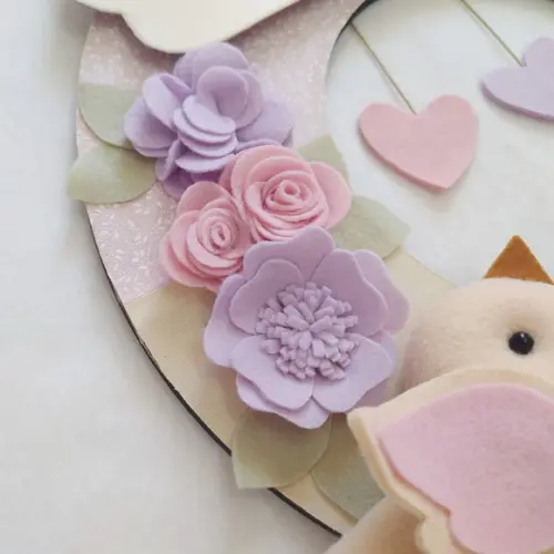 Guirlanda Passarinhos de Feltro Lilás e Rosa - Lavínia