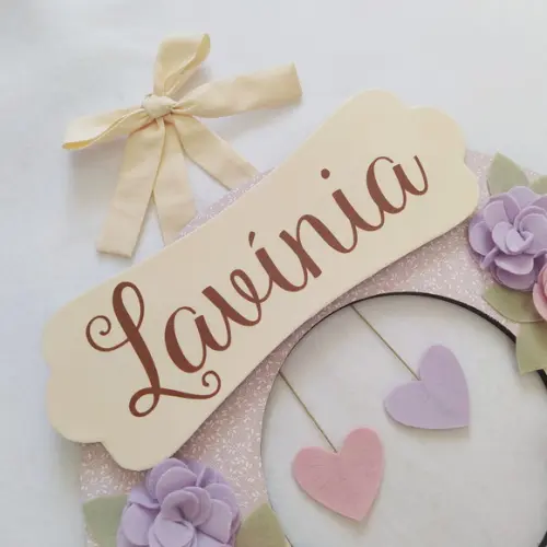 Guirlanda Passarinhos de Feltro Lilás e Rosa - Lavínia