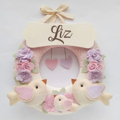 Guirlanda Passarinhos de Feltro Lilás e Rosa - Liz