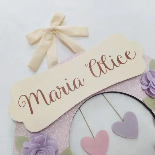 Guirlanda Passarinhos de Feltro Lilás e Rosa - Maria Alice