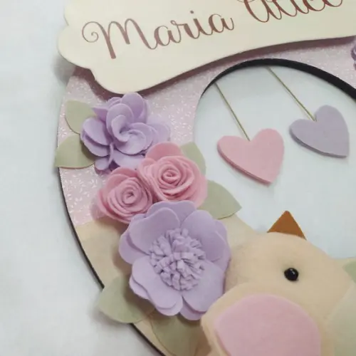 Guirlanda Passarinhos de Feltro Lilás e Rosa - Maria Alice