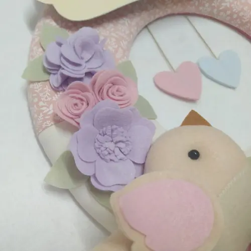 Guirlanda Passarinhos de Feltro Lilás e Rosa Alice