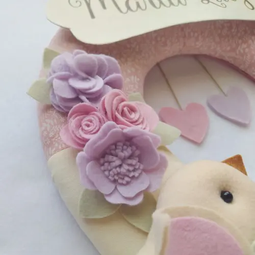 Guirlanda Passarinhos de Feltro Lilás e Rosa - Maria Luíza
