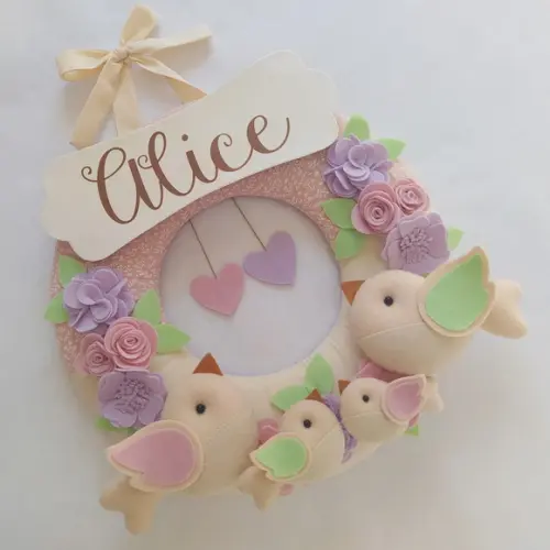 Guirlanda Passarinhos de Feltro Lilás e Rosa Alice