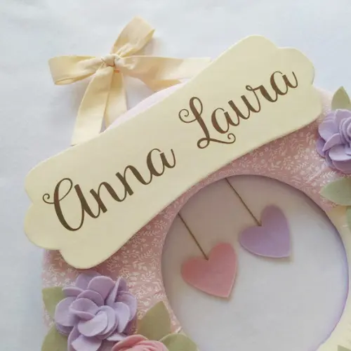 Guirlanda Passarinhos de Feltro Lilás e Rosa Anna Laura