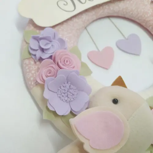 Guirlanda Passarinhos de Feltro Lilás e Rosa Julia