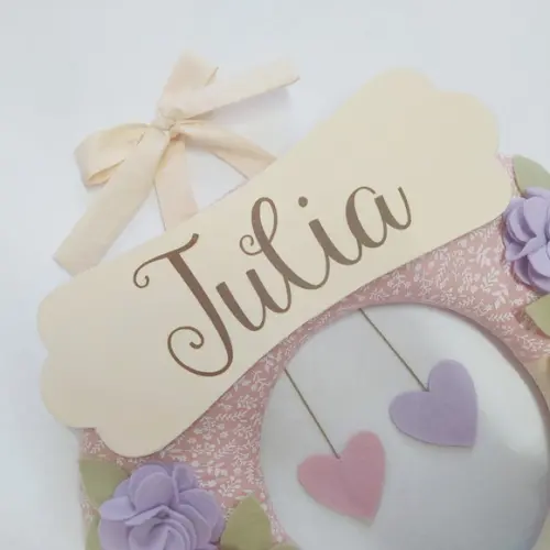 Guirlanda Passarinhos de Feltro Lilás e Rosa Julia