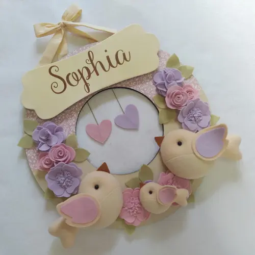 Guirlanda Passarinhos de Feltro Lilás e Rosa Sophia