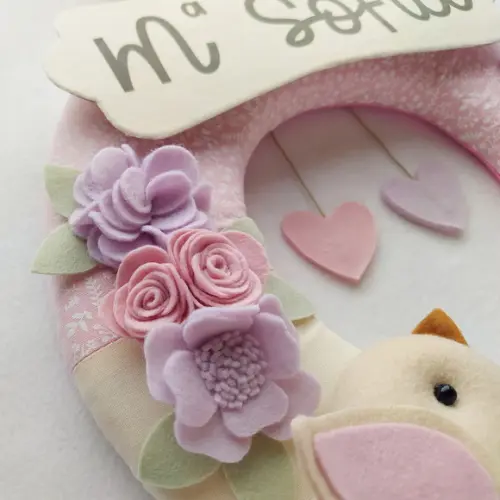 Guirlanda Passarinhos de Feltro Lilás e Rosa Maria Sofia