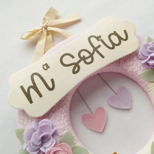 Guirlanda Passarinhos de Feltro Lilás e Rosa Maria Sofia