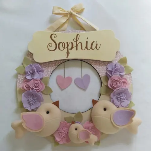 Guirlanda Passarinhos de Feltro Lilás e Rosa Sophia