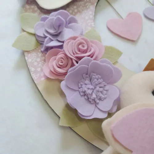 Guirlanda Passarinhos de Feltro Lilás e Rosa Sophia