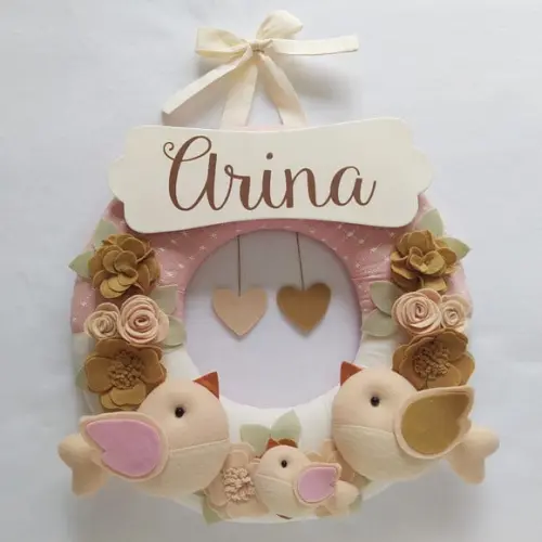 Guirlanda Passarinhos de Feltro Maternidade Nude Arina