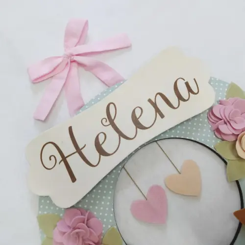 Guirlanda Passarinhos de Feltro Verde e Rosa - Helena