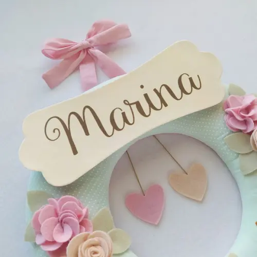 Guirlanda Passarinhos de Feltro Verde e Rosa - Marina