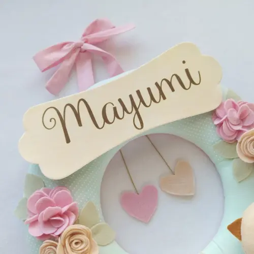 Guirlanda Passarinhos de Feltro Verde e Rosa - Mayumi