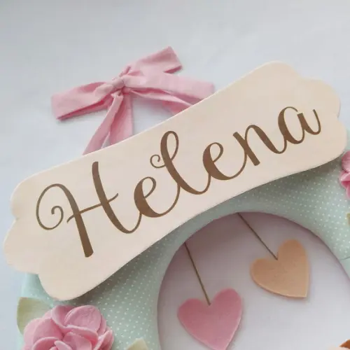 Guirlanda Passarinhos de Feltro Verde e Rosa Helena