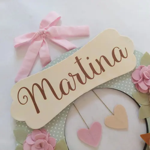 Guirlanda Passarinhos de Feltro Verde e Rosa Martina