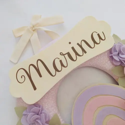 Guirlanda Passarinhos Lilás e Rosa Bebê Arco-íris Marina
