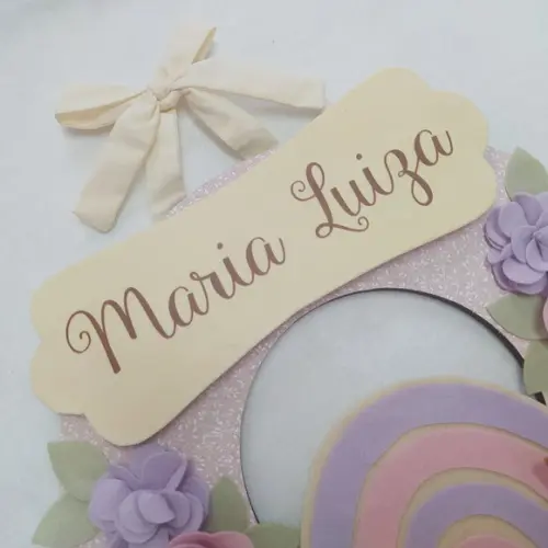 Guirlanda Passarinhos Lilás e Rosa Bebê Arco-íris - Maria Luiz